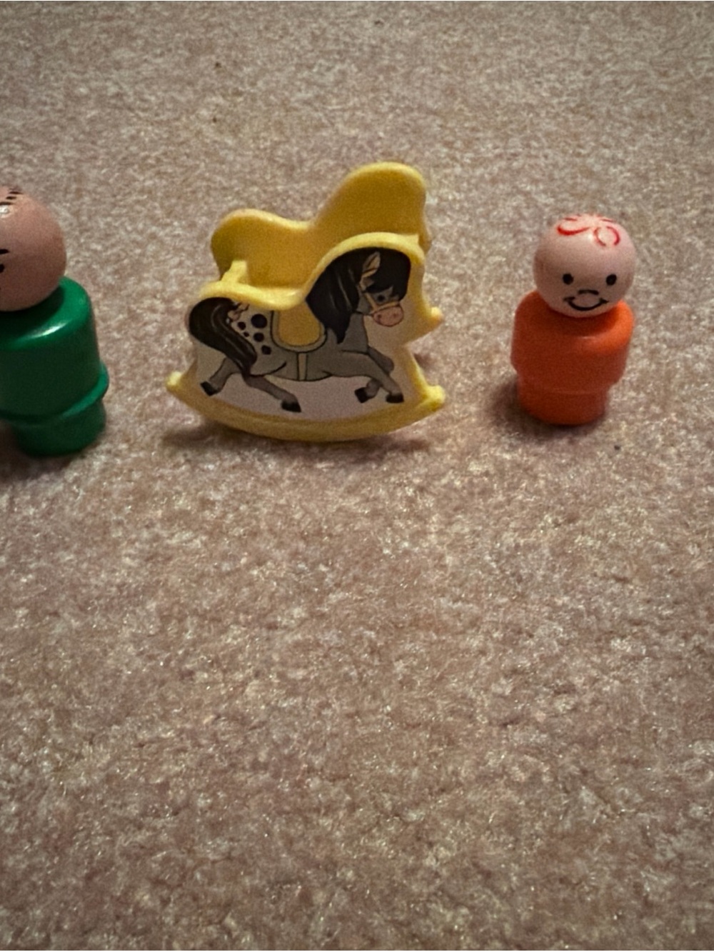 Lot of 3 Vintage Little People: Rocking Horse, Dad, & Baby Fisher Price